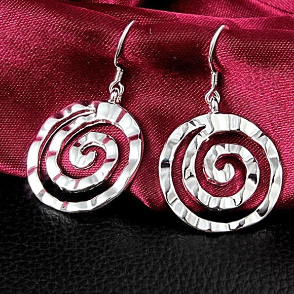 925 Silver Plated Swirl Earrings NWT - Picture 3 of 5